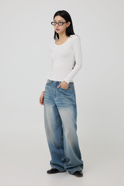 【PORTERNA】Wrinkle Snap Wide Jeans PORTERNA(ポルテナ) - リンクルスナップワイドジーンズ