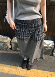 DOUBLE MIXED CHECK SKIRT