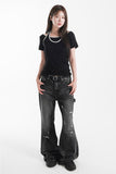 DAMAGE BLACK DENIM PANTS