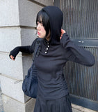 HOOD TURTLE BUTTON KNIT