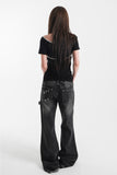 DAMAGE BLACK DENIM PANTS