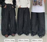 Heine Side Pintuck Stitch Wide Denim Pants