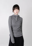 HOOD TURTLE BUTTON KNIT