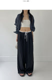 Alma Color Matching Nylon Wide Pants