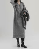 Fib V-Neck Cable One Piece