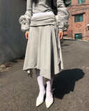 FOLDED WAIST FLARE SKIRT