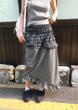 DOUBLE MIXED CHECK SKIRT