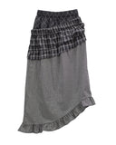 DOUBLE MIXED CHECK SKIRT