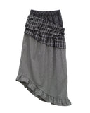 DOUBLE MIXED CHECK SKIRT