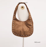 Firming Stud Suede Shoulder Bag