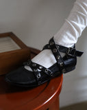 Punching stud strap shoes