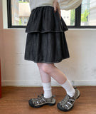 Gyubol Denim Banding Tiered Skirt