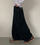 Hendelo Star Rivet Embroidery Balloon Denim Wide Pants