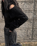Angie off-shoulder cable knit