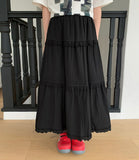 Haltri Lace Tiered Banding Long Skirt