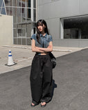 Kit Short Sleeve Snap Denim Shirt