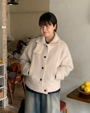 Gulls Hairy Wool Quilted Collar Jacket