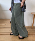 Elko Color Pigment Washing Wide Cotton Pants