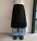 Enfu Banding Frill Tiered Midi Skirt