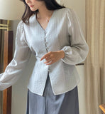 Mion V-neck Shirring Strap Blouse