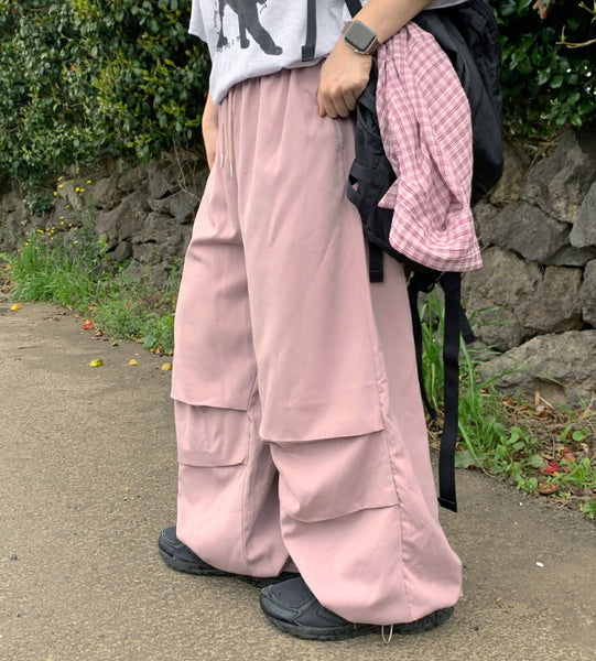 【BAON】Mring Parachute String Banding Pants BAON (バオン) - [男女兼用]キディンストリングバンディング