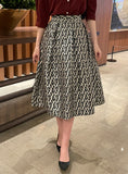 Elian Jacquard Pattern Flare Banding Skirt