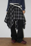(Brushed) LAYERED CHECK UNBALANCE SKIRT