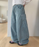 Tsuminko Stripe Balloon Denim Cargo Pants