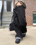 American Made Non-Fade Roll-Up Pocket Wide Denim Long Pants