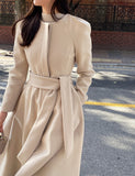Abode No Collar Puff Flare Long Coat