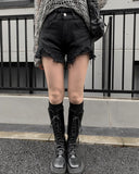 Chemi Black Damage Short Pants