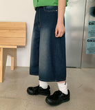 Hensha Washing Bermuda Wide Denim Pants