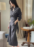 Rislow Collar Shirt Wrap Dress