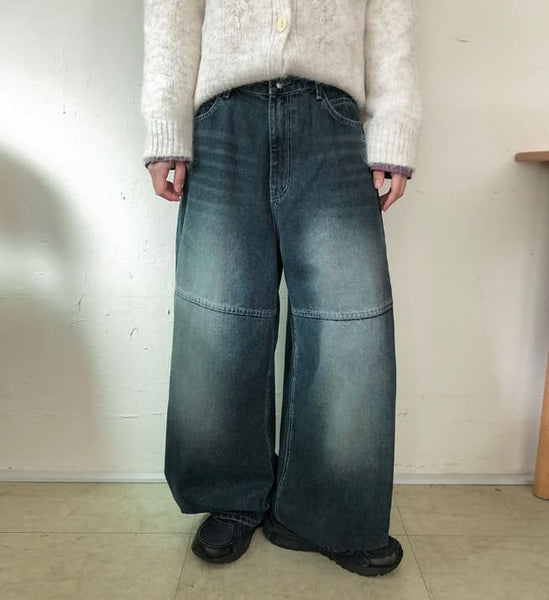 BAON (バオン) - キトナカットウォッシュ加工デニムワイドパンツ