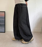 Henra Nonfade Stitch Wide Raw Edge Denim Pants