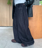 Heine Side Pintuck Stitch Wide Denim Pants