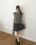 Akin Ribbon Pintuck Flare Midi Skirt