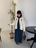 Gella flower embroidery knit cardigan