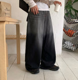 Yorkin gradient stitch wide denim pants