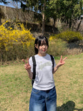 Earmin Star Patch Crop Short Sleeve Tee