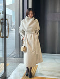 Scone High Neck Shawl Collar Handmade Long Coat (Strap Set)