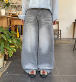 Hamens Washing Denim Wide Pants
