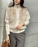 Sella High Neck Mink Fur Knit Zip-Up