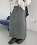 Kiomi slit cotton long skirt
