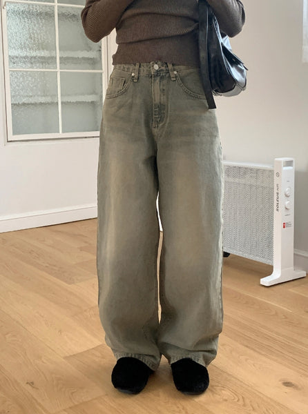 【WONDER WONDER】Clutch Grayish Washing Long Wide Denim PT WONDER WONDER (ワンダーワンダー) - クッチグレーッシュ