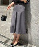 Della Pintuck A-Line Long Skirt (Belt Set)