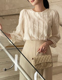Maiden Wave Lace Three Quarter Sleeve Blouse
