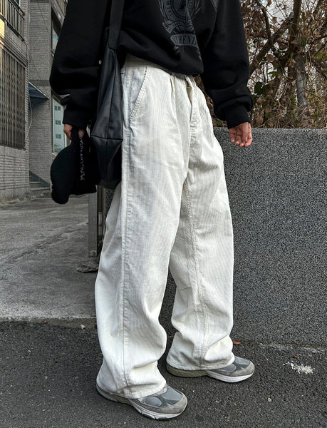 【COSYHARU】Black & White Cotton Pants COSYHARU (コシハル) - コーデュロイブラック&ホワイトコットン