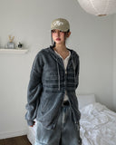 American Flag Pigment Knit Hood Zip-Up