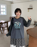 Eluki pigment color matching printing long sleeve tee